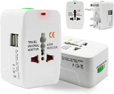 Crasts Universal Travel Accessories International All In One Worldwide Travel Multi Plug Adapter Cable,Wall Charger With Build In Dual USB Charger With Multi Type Power Outlet For USA EU Smartphone (White) For Rs. 399 @ 56% off