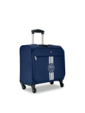 Tommy Hilfiger Unisex Blue & White Solid Soft-Sided Cabin Trolley Overnighter